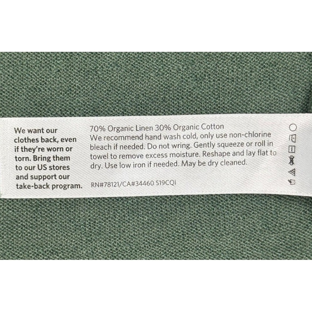 Eileen Fisher Cardigan Women's S/M Green Organic Linen Cotton Kimono Open Front - Picture 5 of 11